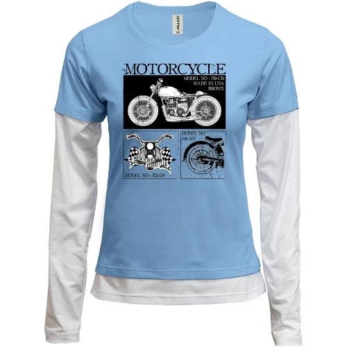 Женский лонгслив Комби Motorcycle Black and White