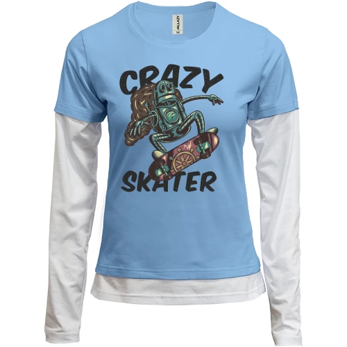 Женский лонгслив Комби, синий, Robot Crazy Skater