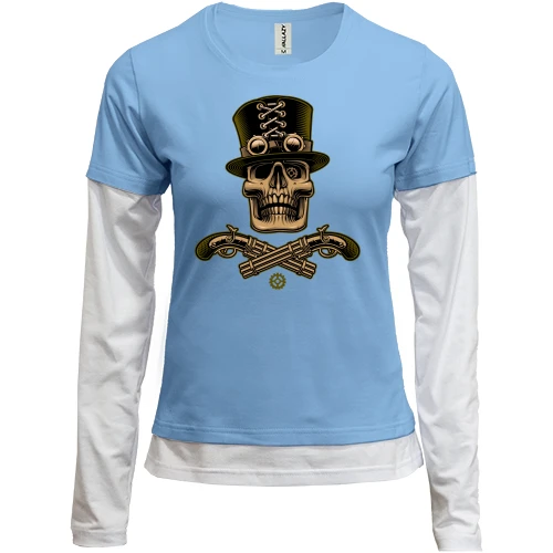 Женский лонгслив Комби Череп Skull and Guns