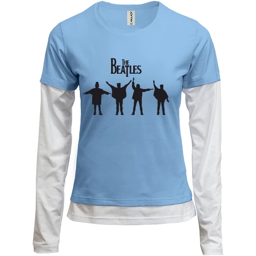 Женский лонгслив Комби, синий, с силуэтами The Beatles в стиле Help!