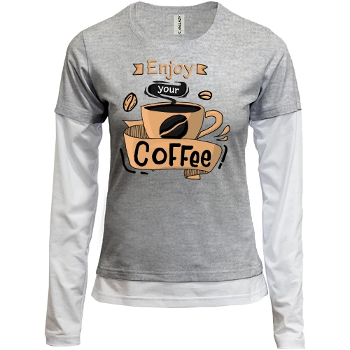 Женский лонгслив Комби Enjoy your coffee