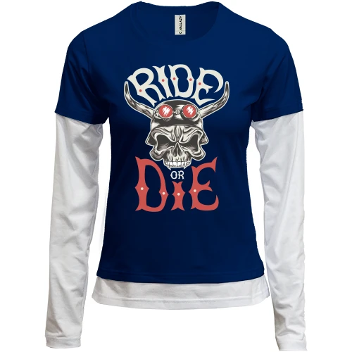 Женский лонгслив Комби Ride or Die с черепом