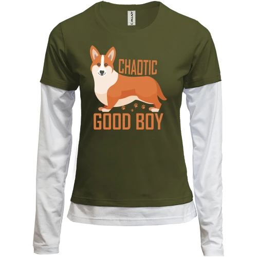 Женский лонгслив Комби Chaotic good boy