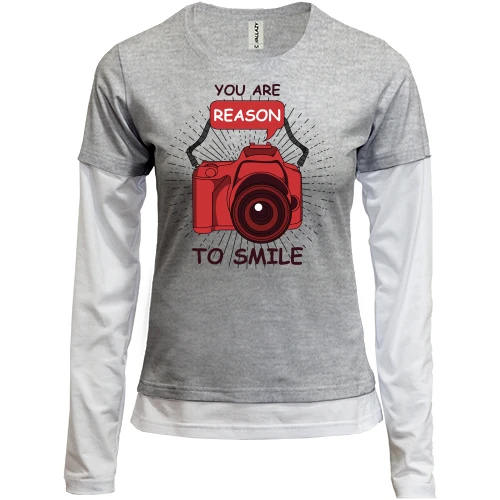 Женский лонгслив Комби You are reason to smile
