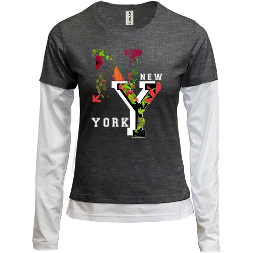 Женский лонгслив Комби New York Flowers