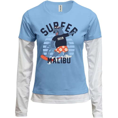 Женский лонгслив Комби Surfer Malibu Bear