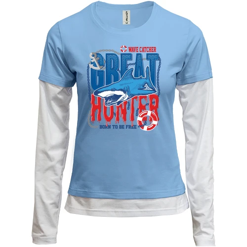 Женский лонгслив Комби Shark Great Hunter