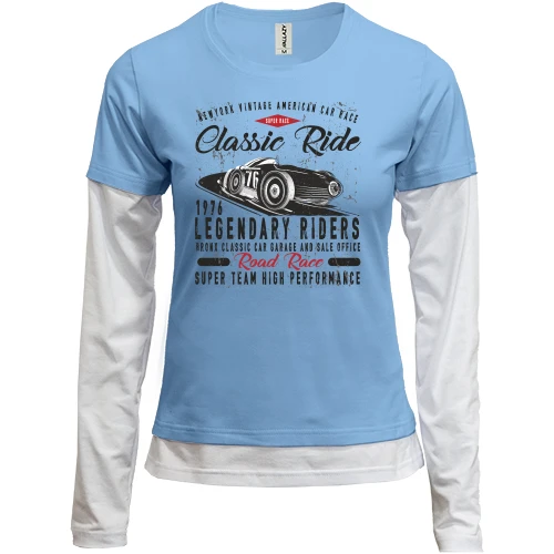 Женский лонгслив Комби, синий, Classic Ride Legendary Riders