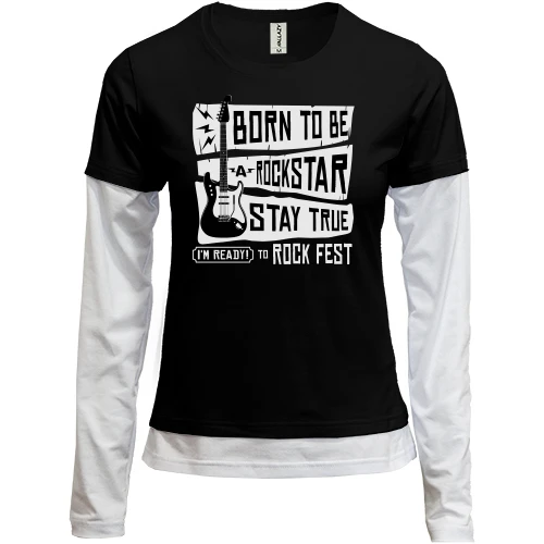 Женский лонгслив Комби Born to be a Rockstar