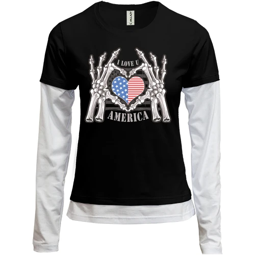 Женский лонгслив Комби I Love U America