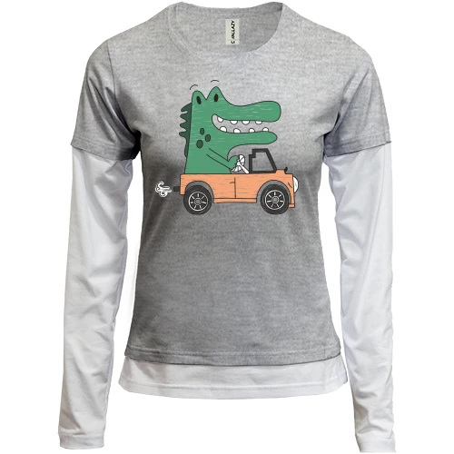 Женский лонгслив Комби Crocodile in the car