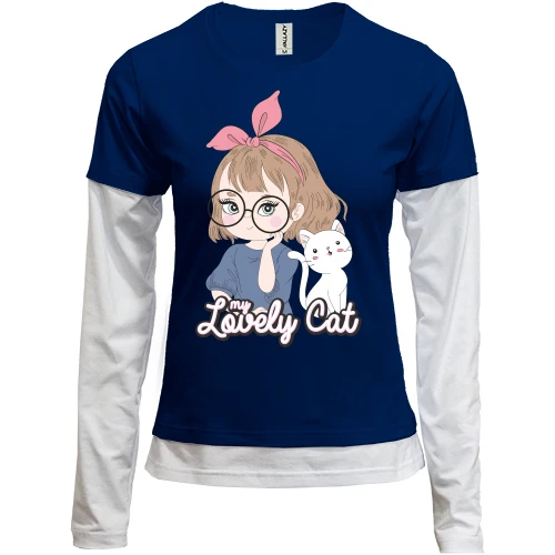 Женский лонгслив Комби My lovely Cat