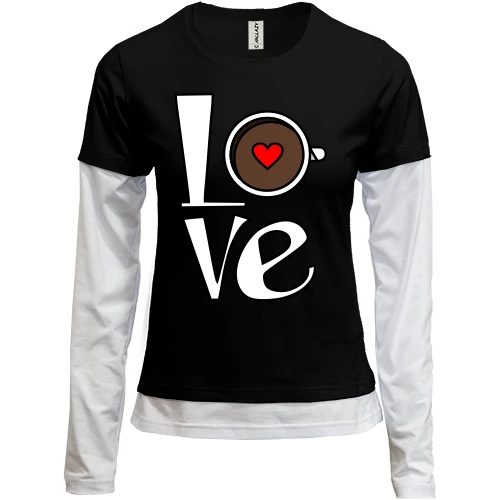 Женский лонгслив Комби Love Coffee