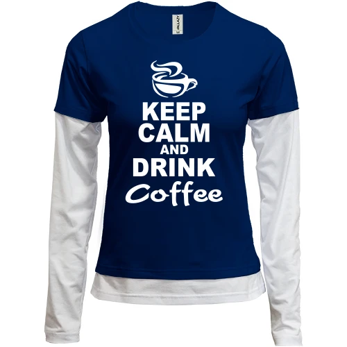 Женский лонгслив Комби Keep Calm and Drink Coffee