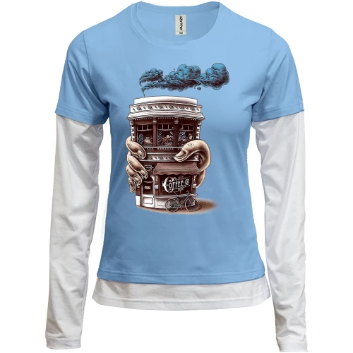 Женский лонгслив Комби Coffee House
