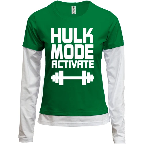 Женский лонгслив Комби, черный, Hulk Mode Activate