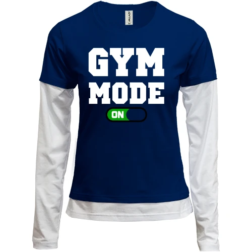 Женский лонгслив Комби, синий, Gym Mode On