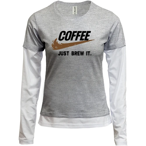 Женский лонгслив Комби Coffee Just brew it