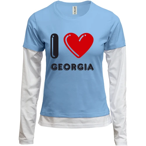 Женский лонгслив Комби, синий, I love Georgia