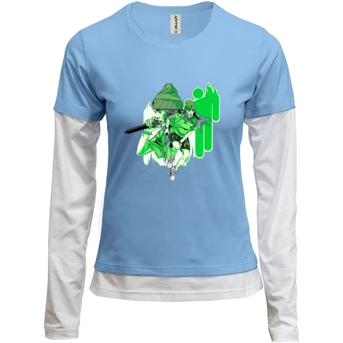 Женский лонгслив Комби Billie Eilish green art