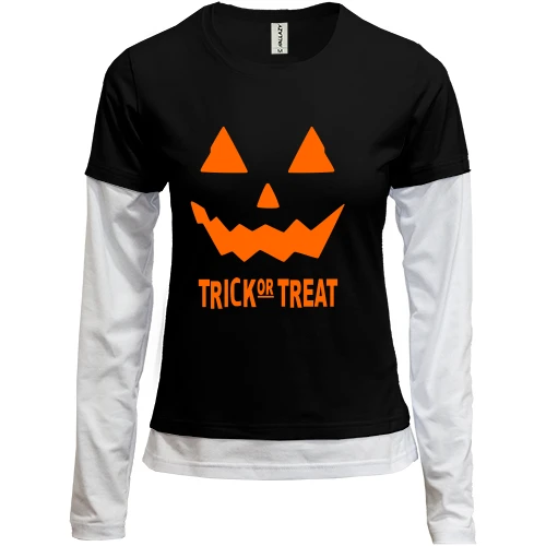Женский лонгслив Комби, черный, Halloween Джек-Фонарь