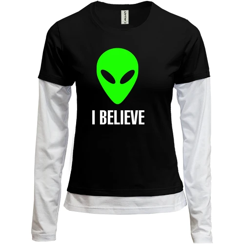 Женский лонгслив Комби I BELIEVE