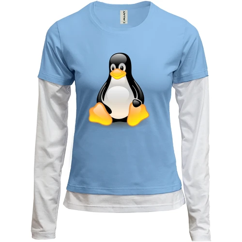 Женский лонгслив Комби с пингвином Linux