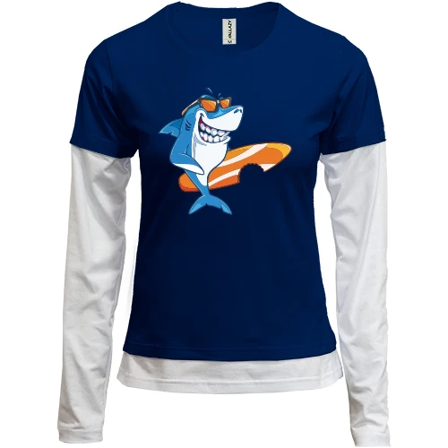 Женский лонгслив Комби Shark Surfer