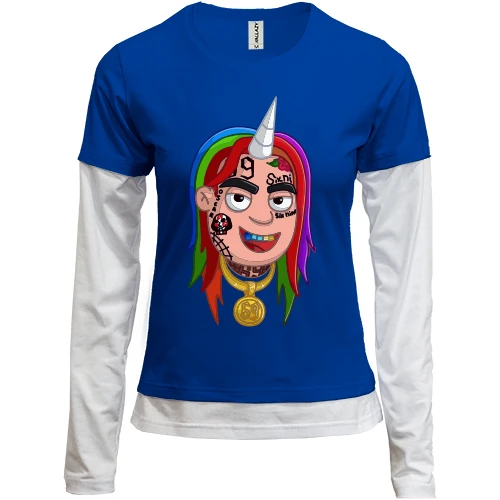 Женский лонгслив Комби, синий, Tekashi unicorn