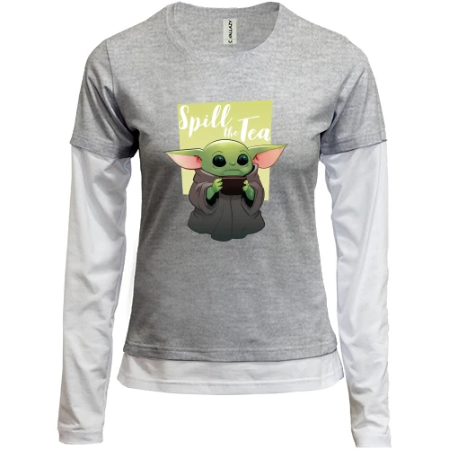 Женский лонгслив Комби Baby Yoda Spill the Tea