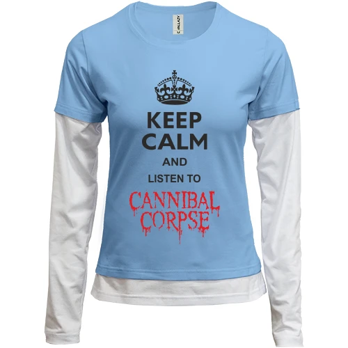 Женский лонгслив Комби Keep Calp and listen to Cannibal Corpse