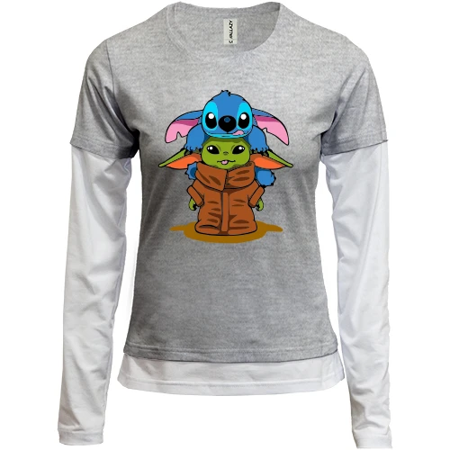 Женский лонгслив Комби Stitch and Baby Yoda
