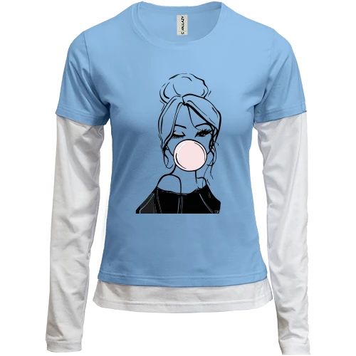 Женский лонгслив Комби Girl with babble gum art