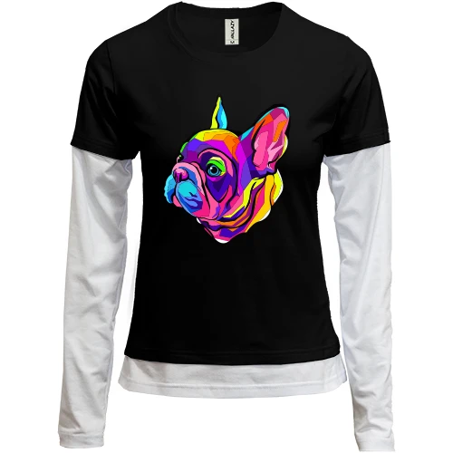 Женский лонгслив Комби Dog multicolor art