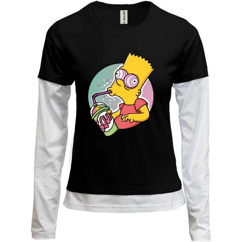 Женский лонгслив Комби, Черный, Bart Drinks Soda Art