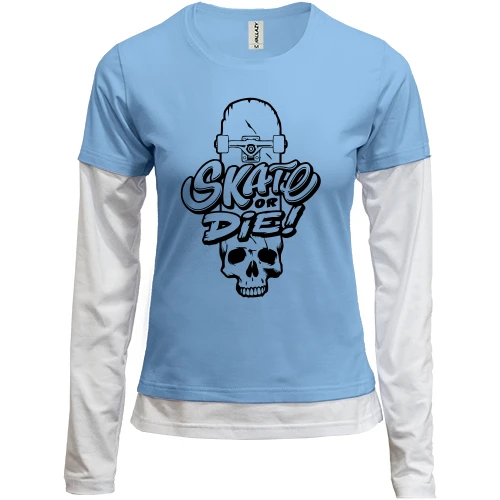Женский лонгслив Комби, синий, Skate or die