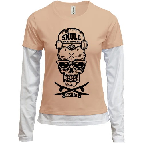 Женский лонгслив Комби, синий, Skull skateboard team