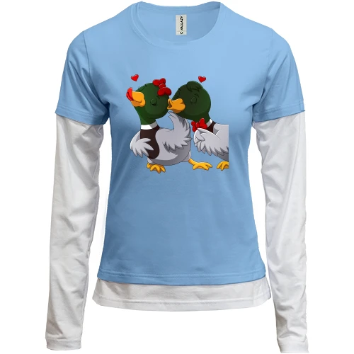 Женский лонгслив Комби Duck couple