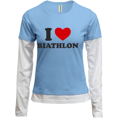 Женский лонгслив Комби Я люблю Биатлон — I love Biathlon