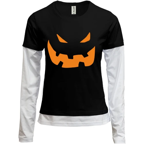 Женский лонгслив Комби, черный, Halloween smile