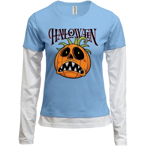 Женский лонгслив Комби Halloween с тыквой