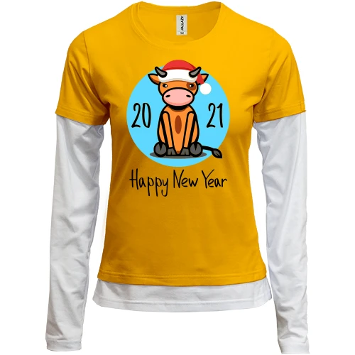 Жіночий лонгслів Комбі з бичком Happy New Year