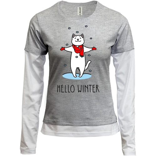 Женский лонгслив Комби Hello winter
