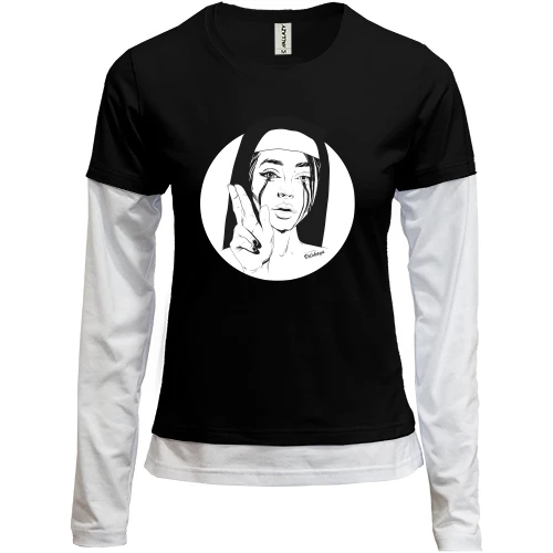 Женский лонгслив Комби Nun with black tears