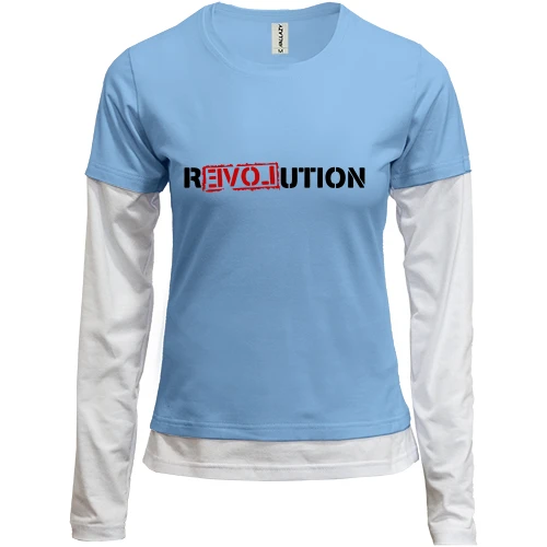 Женский лонгслив Комби с надписью REVOLUTION LOVE (2)