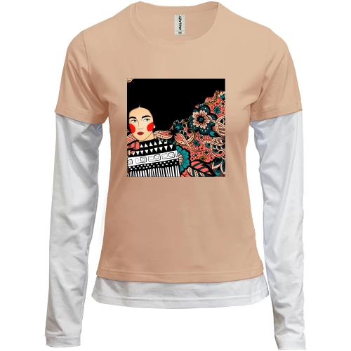 Женский лонгслив Комби Brunette with pattern