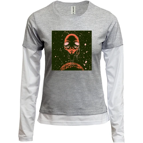 Женский лонгслив Комби Alien on the moon