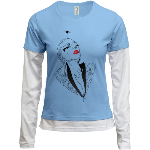 Женский лонгслив Комби Girl with red lips