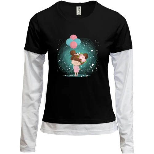 Женский лонгслив Комби Baby girl with balloons