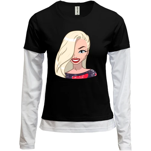 Женский лонгслив Комби Art. Blonde smiling